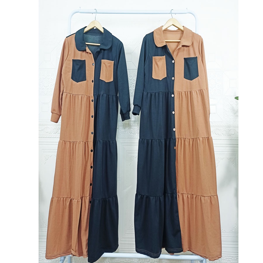 DRESS SELINGKUH KANCING DAN KANTONG GAMIS BUSUI WANITA CARLINA