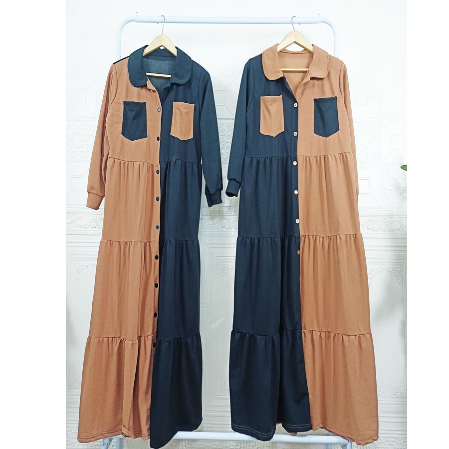 GAMIS SELINGKUH KANCING DAN KANTONG DRESS BUSUI WANITA GL FASHION