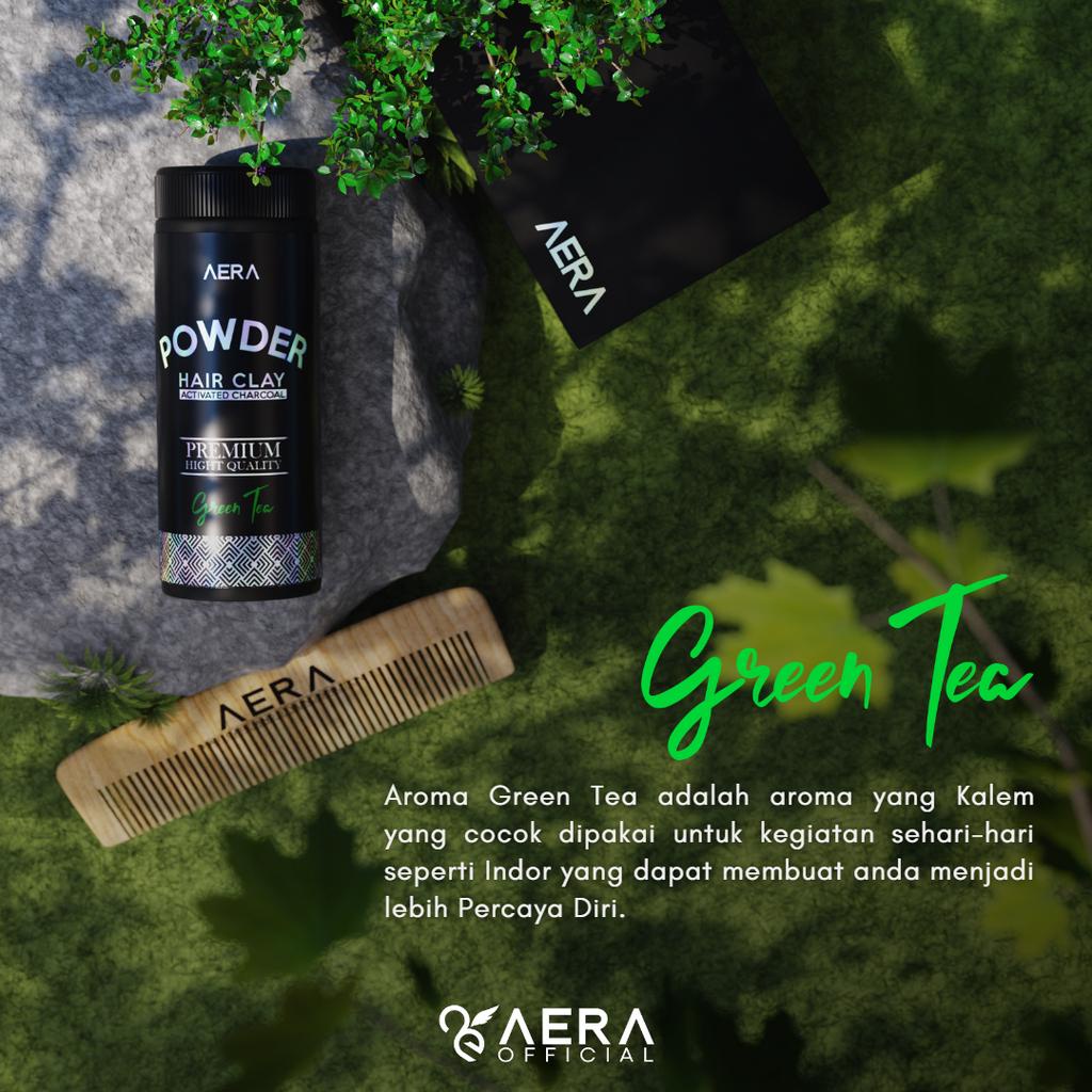 AERA HAIR POWDER CLAY - AROMA GREEN TEA + FREE SISIR KAYU | Hair Care &amp; Styling Solution | PREMIUM QUALITY | TRAVEL SIZE