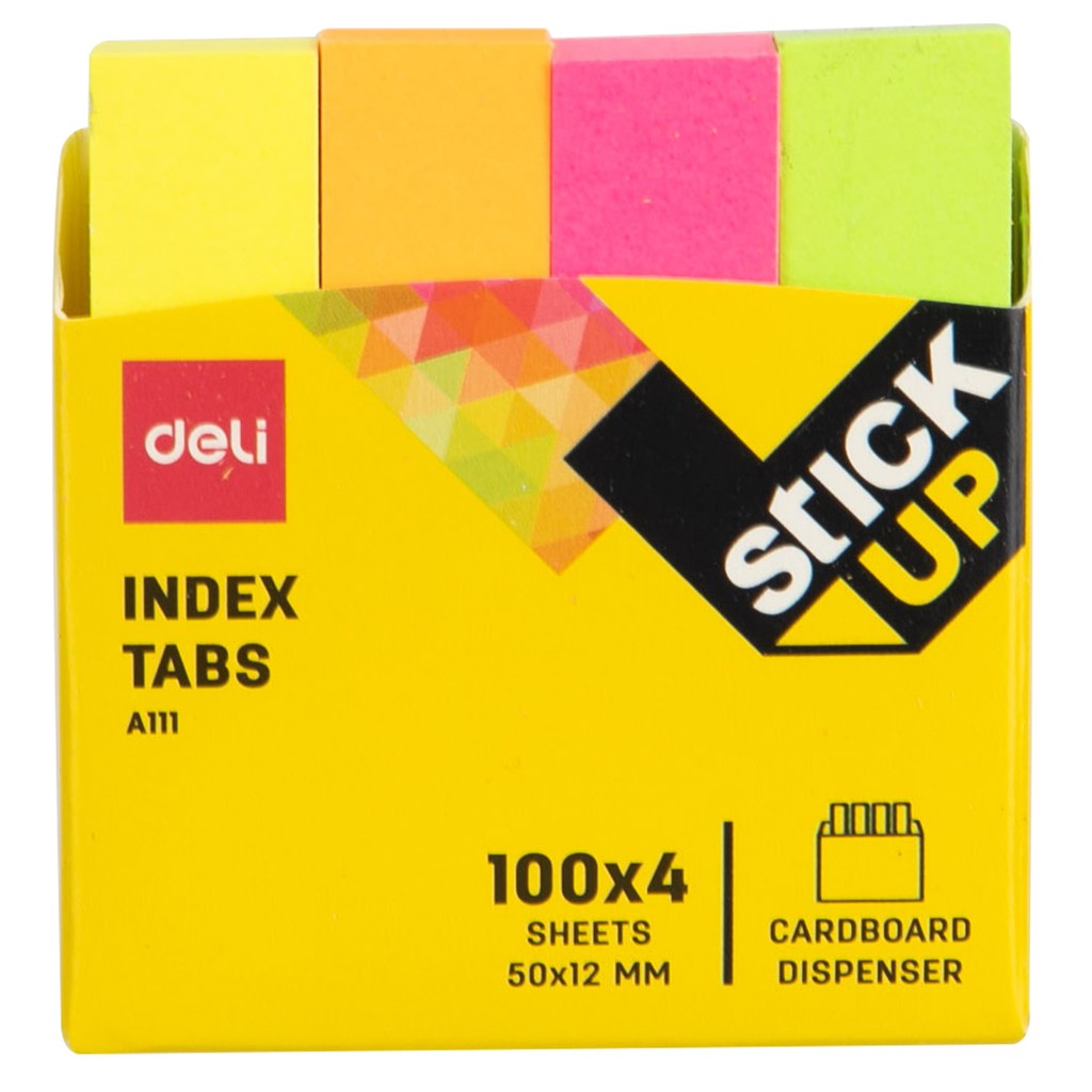 Deli Index Tab penanda warna cerah melekat kuat media yang ditempel tetap bersih 100sheet EA11102-1