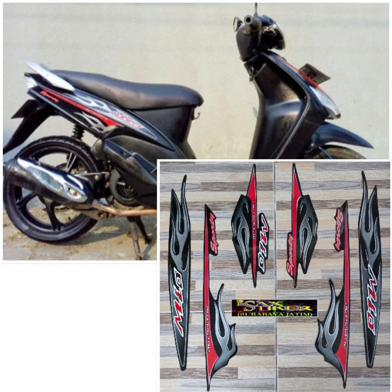 striping original Yamaha Mio sporty api hitam tahun 2006
