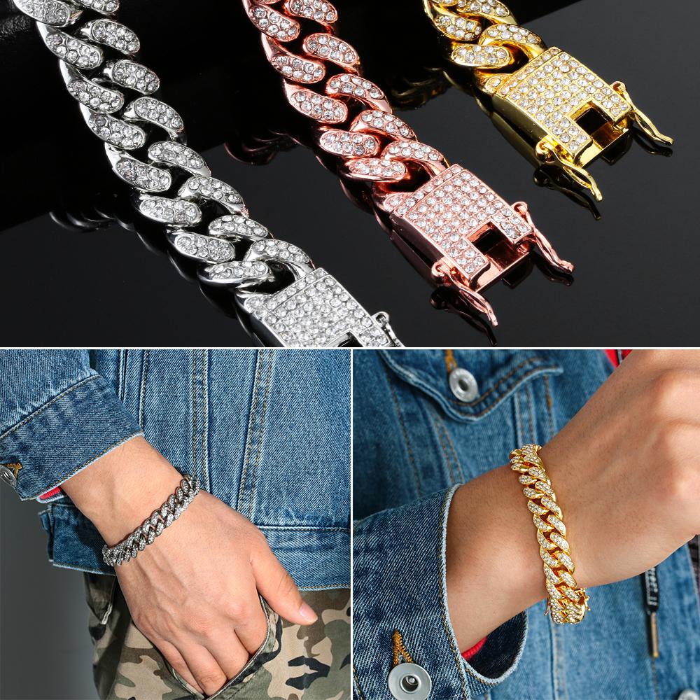 CHOOKYY Gelang Lebar 12mm Fashion Gelang Berlian Hip Hop