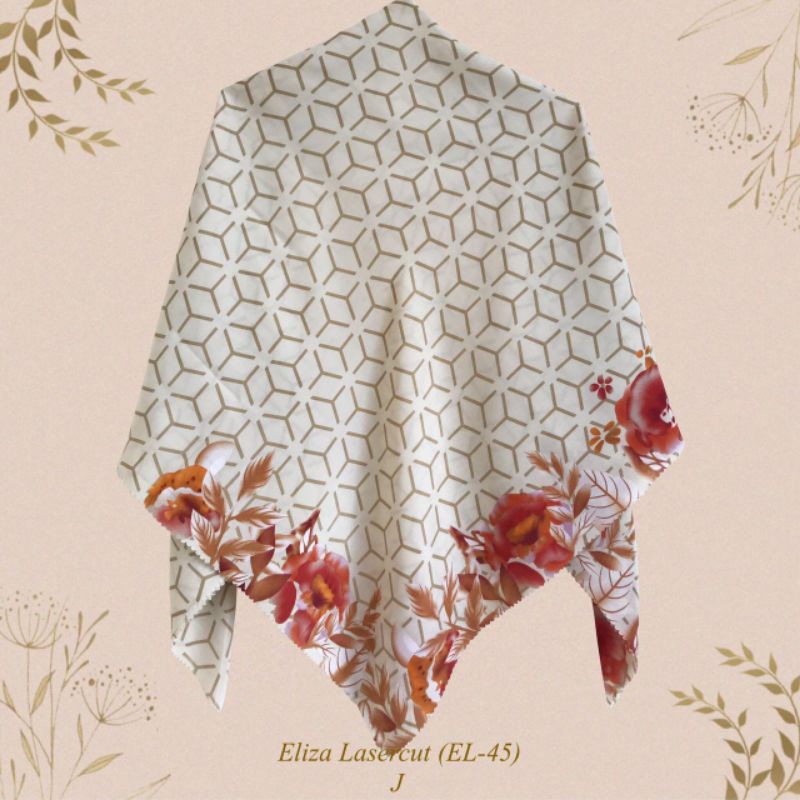 hijab segi empat ELIZA LASERCUT motif bunga