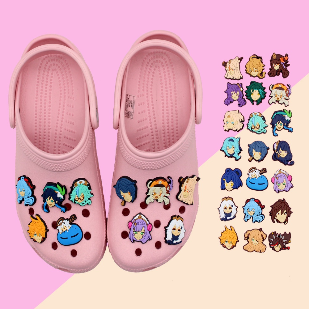 Jibbitz Gesper Pin Tema anime Jepang Yuanshen 1pcs shoe Charm Crocs kartun decorate sandal accessories Bahan DIY untuk sepatu Hadiah anak