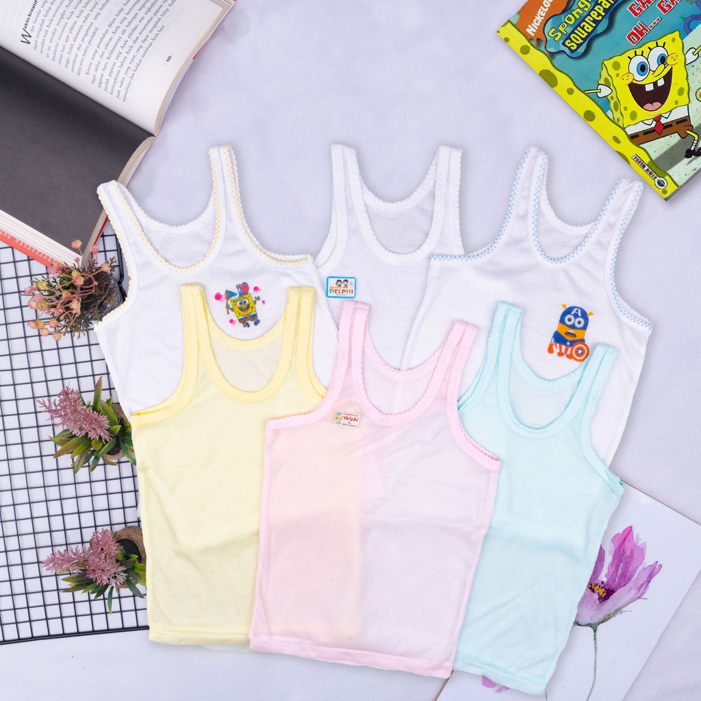 IL - Singlet ANAK STIKER / singlet anak dan bayi  / Kaos Dalam Anak / Kutung Polos Putih Warna