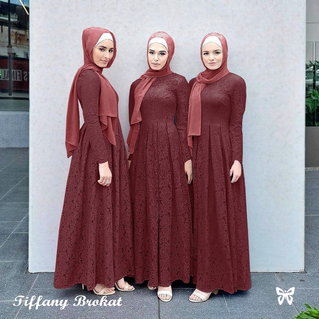 HOPYLOVY - Gamis Wanita Tiffani Maxi Brukat