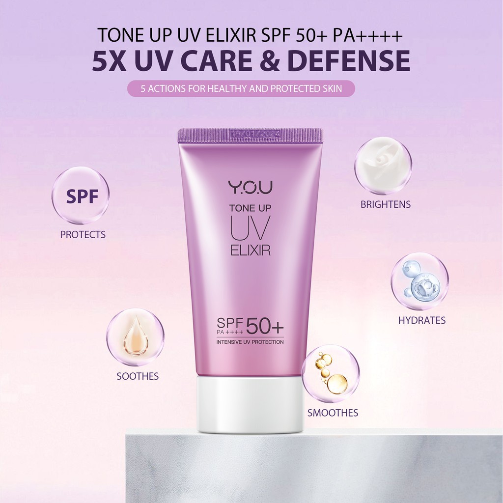 YOU Tone Up UV Elixir / Triple UV Elixir SPF 50+ PA++++ Sun UV Protection Face Cream Original BPOM