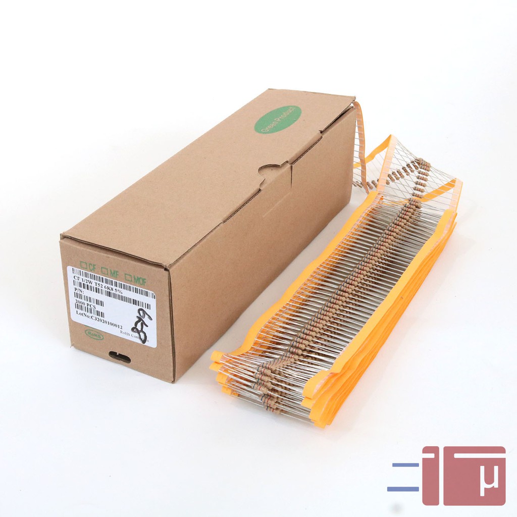 x10 Resistor 6K8 6.8K 1/2W Karbon 5% Taiwan Kaki Tembaga