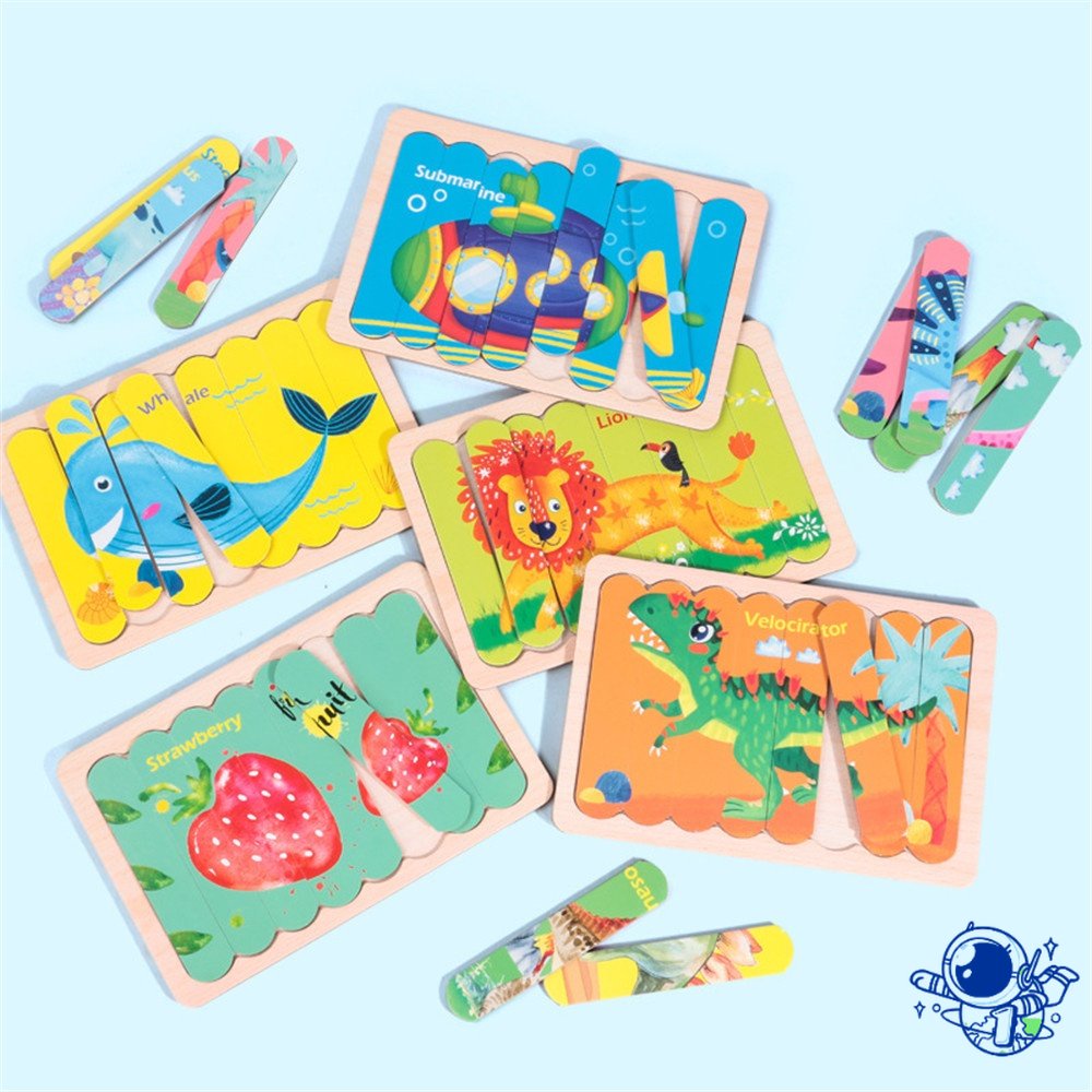 Mainan Edukasi Bayi Creative Hewan Strip Puzzle Kayu Stick Mainan Edukasi Anak 1-5 Tahun