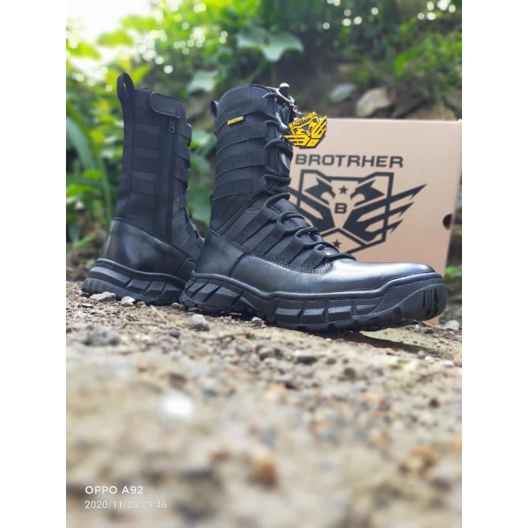 SEPATU BOOTS PDL NINJA MERK BROTHER KULIT ASLI TALI BIASA