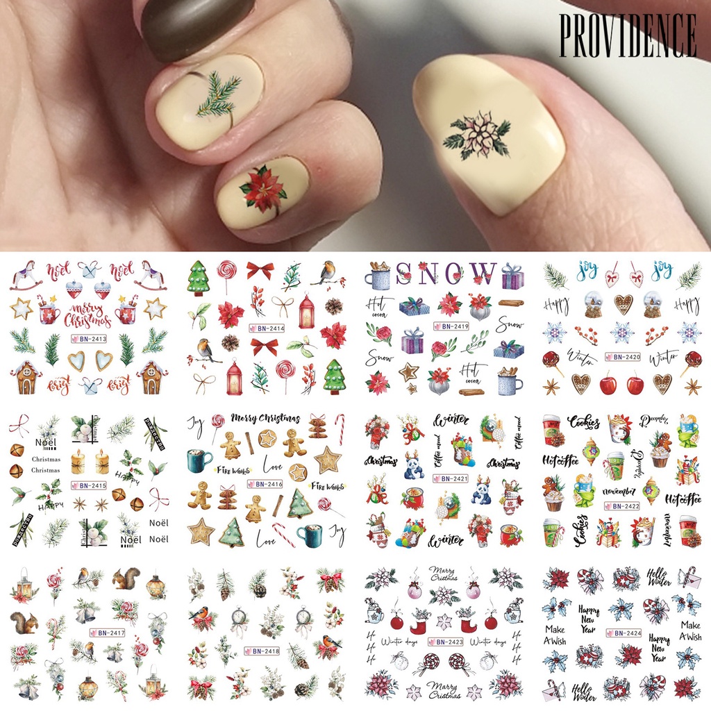 Stiker Kuku Pola Tengkorak Pohon Natal Halloween Dapat Dilepas Untuk Dekorasi Nail Art