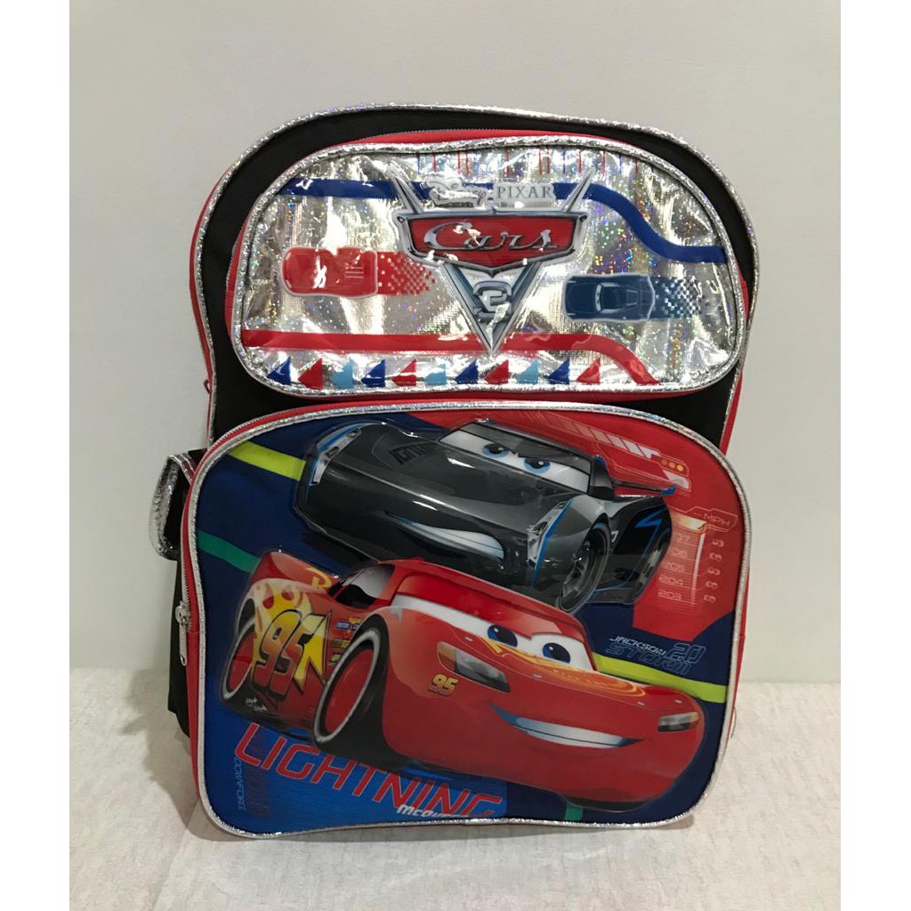 TAS BACKPACK RANSEL DISNEY CARS ORIGINAL WARNA BIRU MERAH (30x12.5x42 cm) (PxLxT)