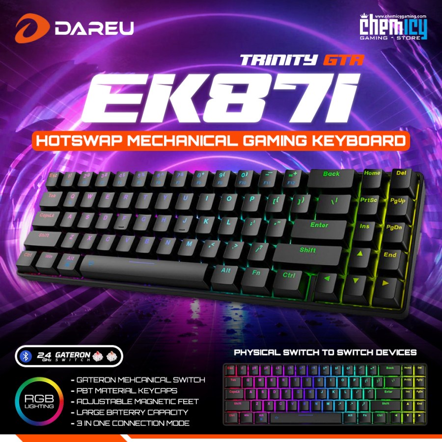 Dareu EK871 Trinity GTR Hotswap Wireless Mechanical Gaming Keyboard