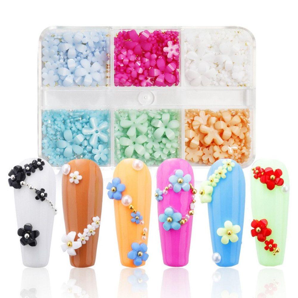 AUGUSTINA Agustina Paku Charms Resin Bunga Nail Beauty Hiasan Kuku DIY Bahan Kuku 3D Dekorasi Kuku