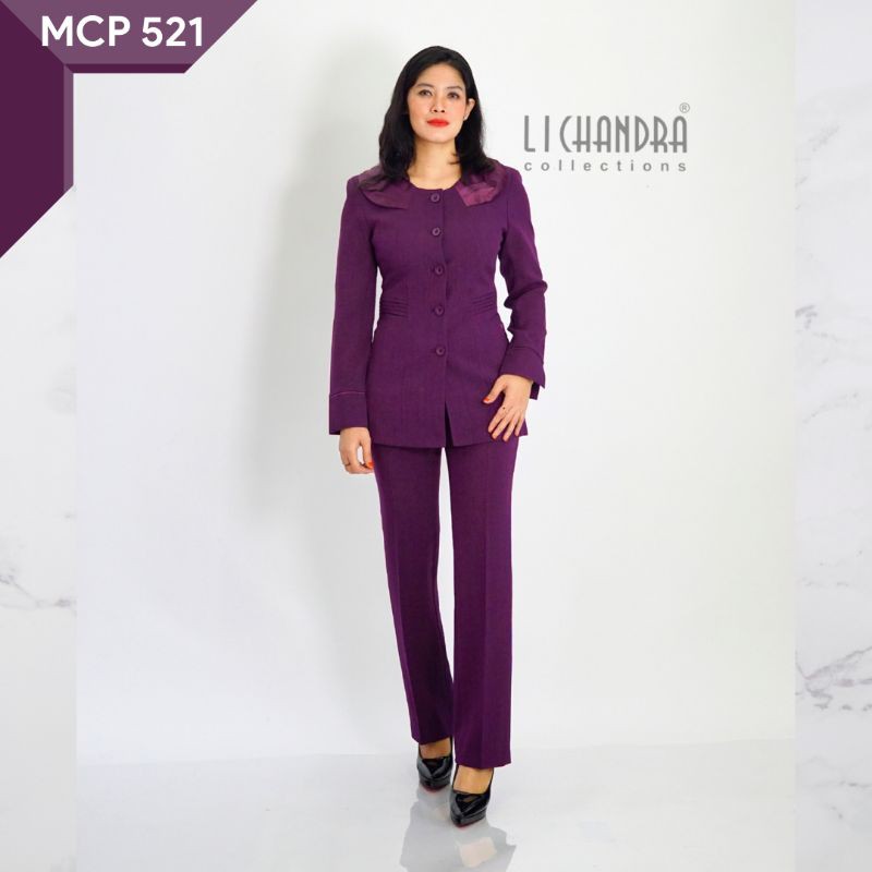SETELAN Blazer dan Celana LICHANDRA / Seragam Kantor / Ungu / Guru / Dinas / Pemda / Wanita