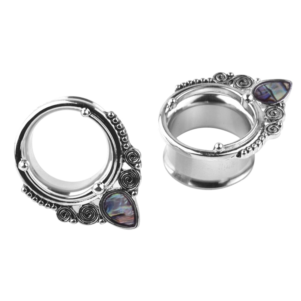 Hu Hu Hu Hu Hu Alat Bantu Pasang Kacamata♡ 1pc Anting Tindik Tunnel Kulit Kerang Abalone Bentuk Tetesan Air Untuk Wanita