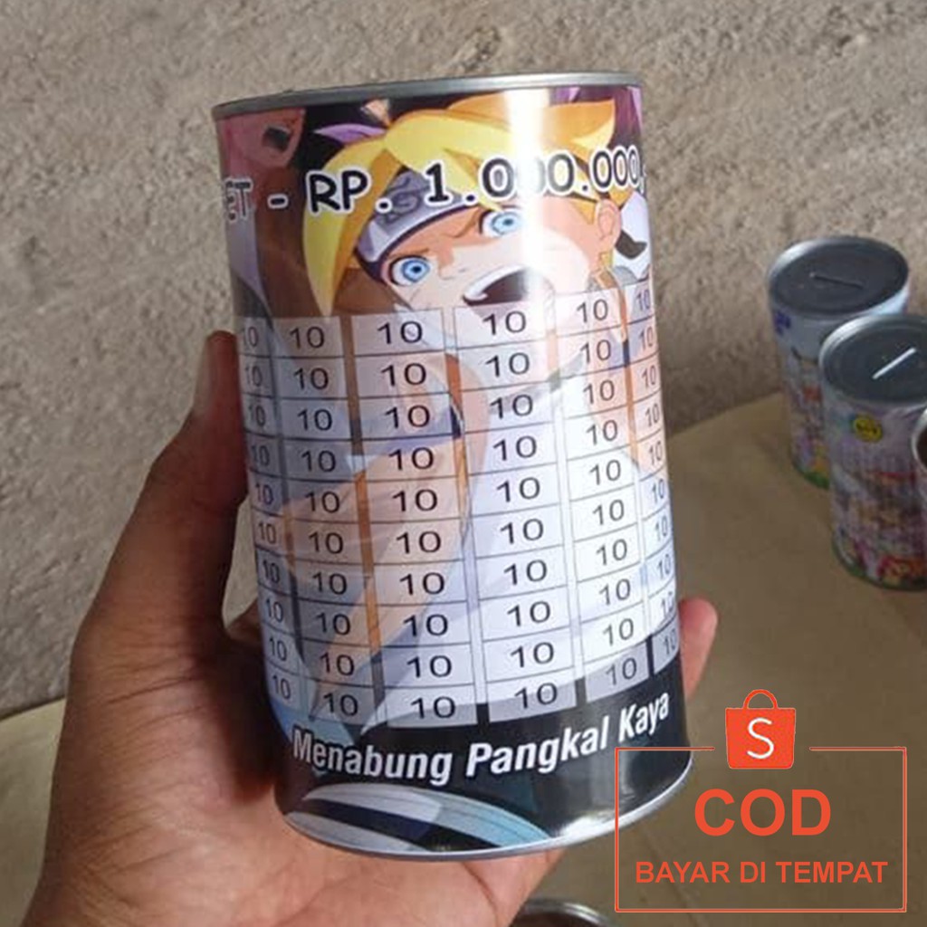 ✅COD Celengan Tabungan Target Viral Full Kaleng Buka Tutup Custom Perlengkapan Rumah Unik