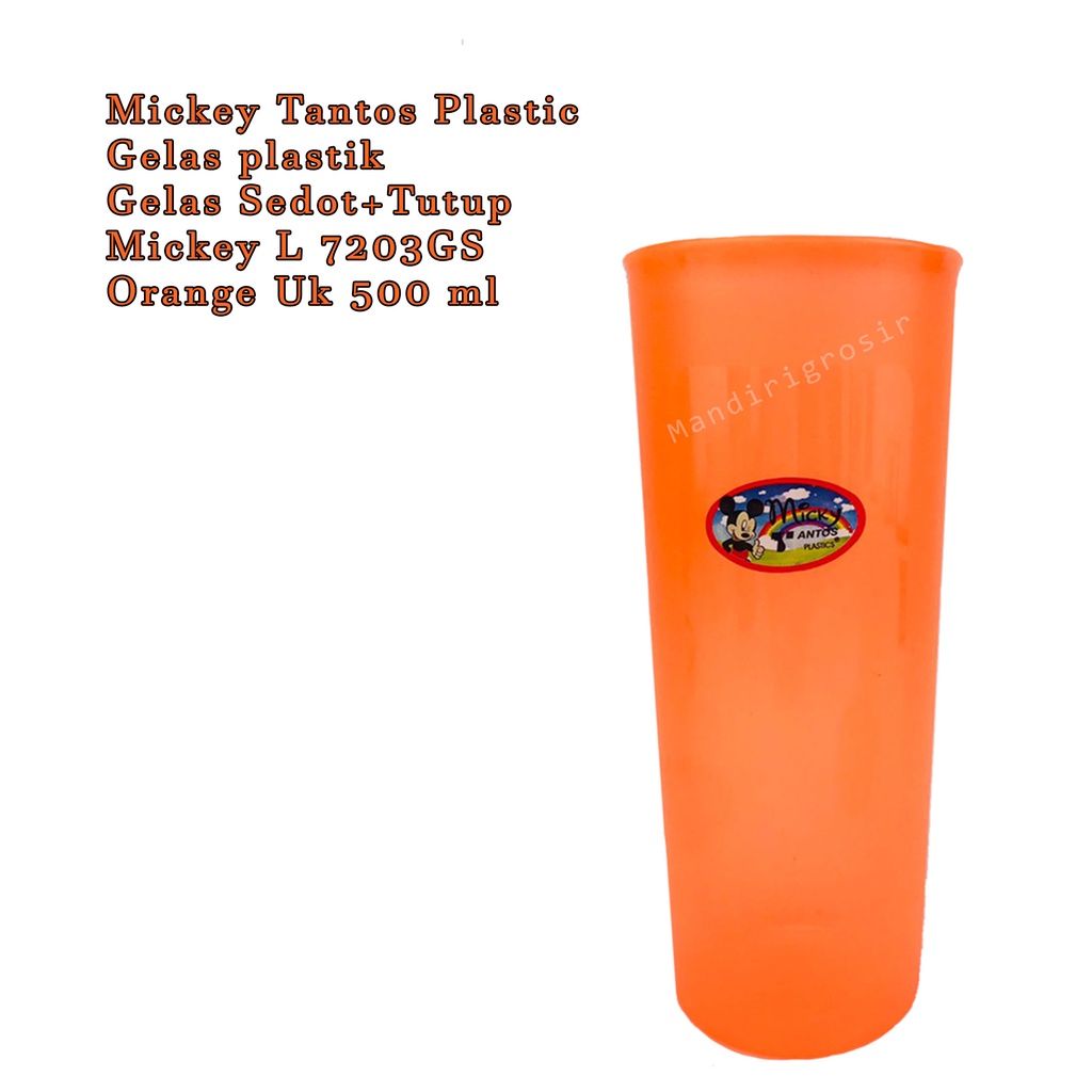 Gelas Sedot+Tutup Mickey L 7203GS * Gelas plastik * orange * 500 ml