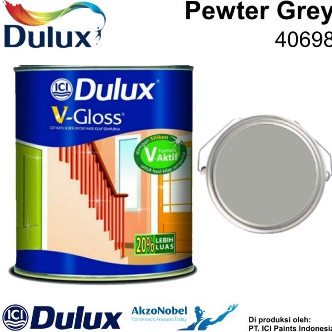 CAT KAYU DAN BESI DULUX V-GLOSS PEWTER GREY 40698 - 0.8 LT
