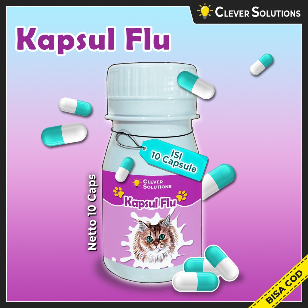 KAPSUL FLU 10 caps flu berat kucing obat flu ampuh fluend flucat doxycat mengatasi kucing flu dan pilek kucing by Clever Solutions furyou