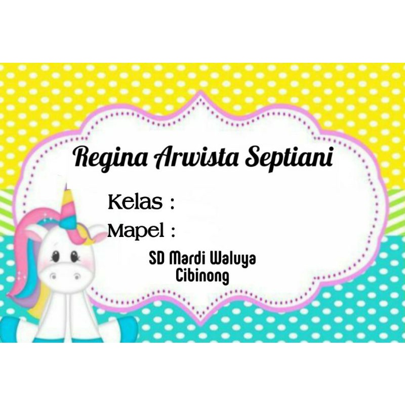 

(ISI 50 PCS) STICKER BUKU SEKOLAH MOTIF UNICORN