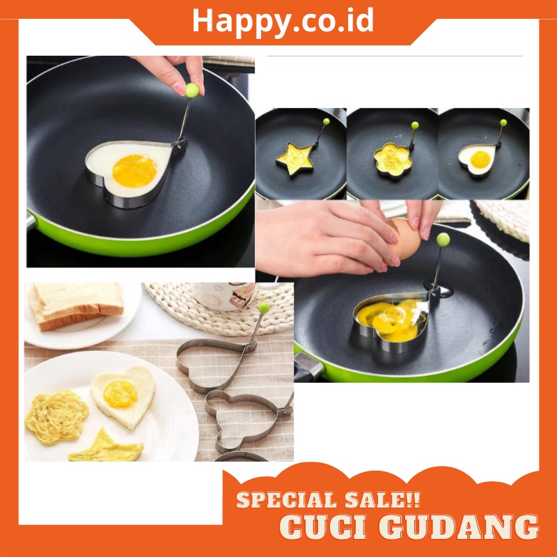 E039 CETAKAN TELUR MATA SAPI CEPLOK DADAR PANCAKE PUDING KUE BINTANG LOVE POHON BAHAN STAINLESS