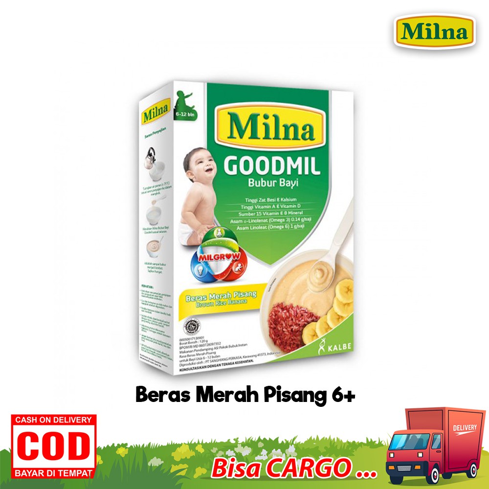 Milna Bubur Bayi Goodmil 6 Bulan Dan 8 bulan+ Bubur Tanpa Susu Sapi anti alergi