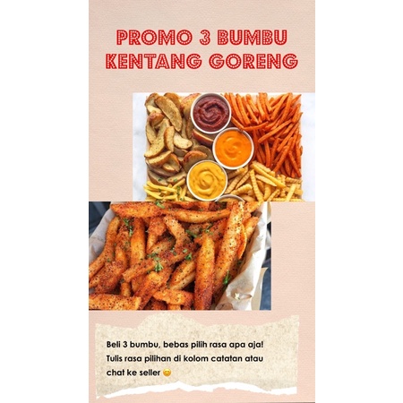 

Promo 3 packs bumbu tabur kentang goreng / Keripik bebas pilih rasa