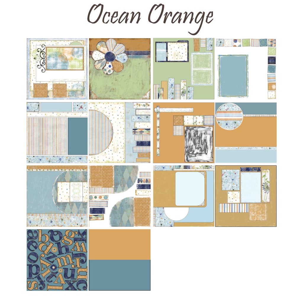 

12x12 Paket Kertas Scrapbooking "Ocean Orange" (7 lembar)
