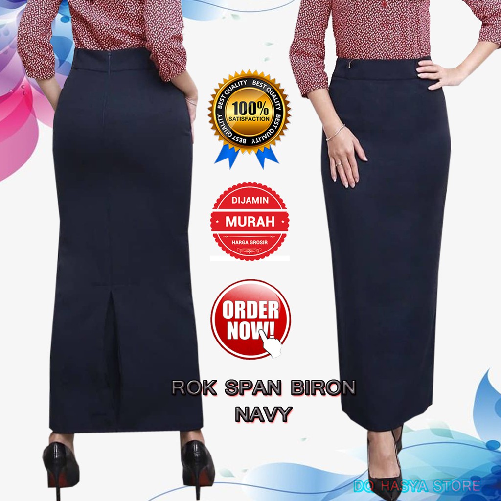 Rok Span Hitam Polos Panjang Rok Sepan Hitam Kantor Kanjang Model Biron Kipas Bahan Grasella Strech