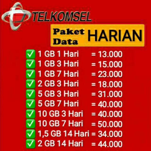 Paket Internet Telkomsel Harian Full Flash Injek Shopee Indonesia