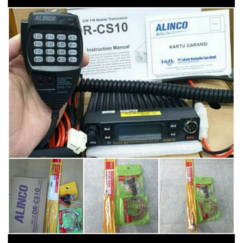 PAKET RIG MOBIL ALINCO DR-CS10 VHF PLUS ANTENA M150 GSA BRACKET KABEL TEPLON RIG ALINCO DR CS10