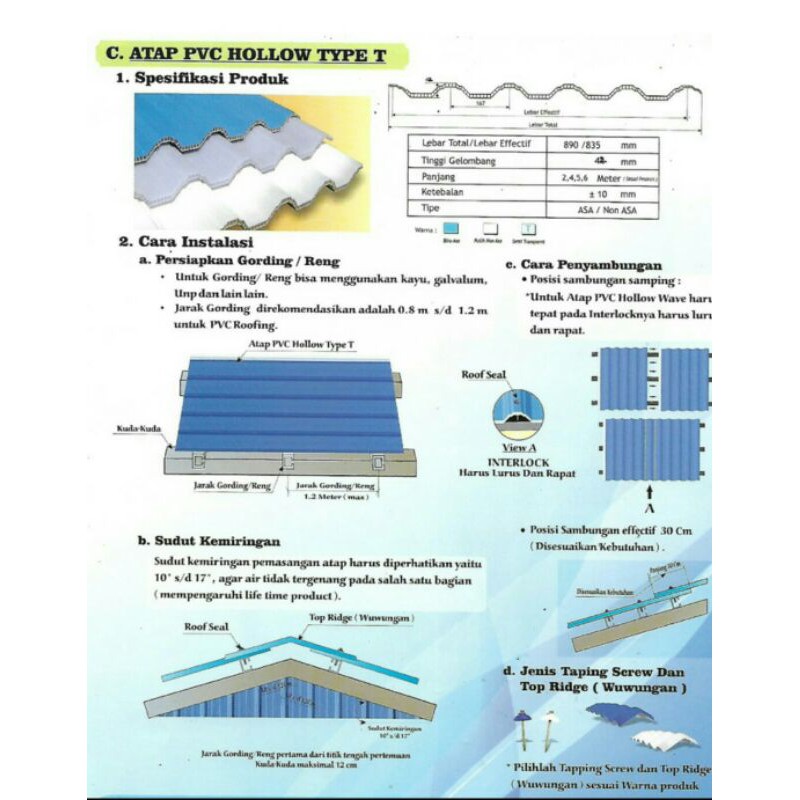 Atap UPVC maspion super roof biruAsa