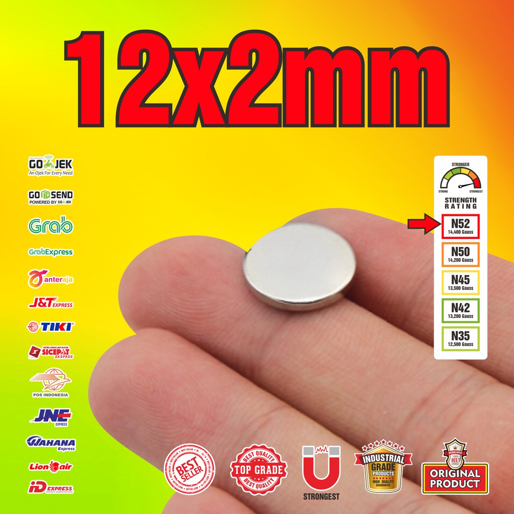 MAGNET NEODYMIUM SUPER STRONG KOIN BULAT 12x2mm - 12 x 2 mm