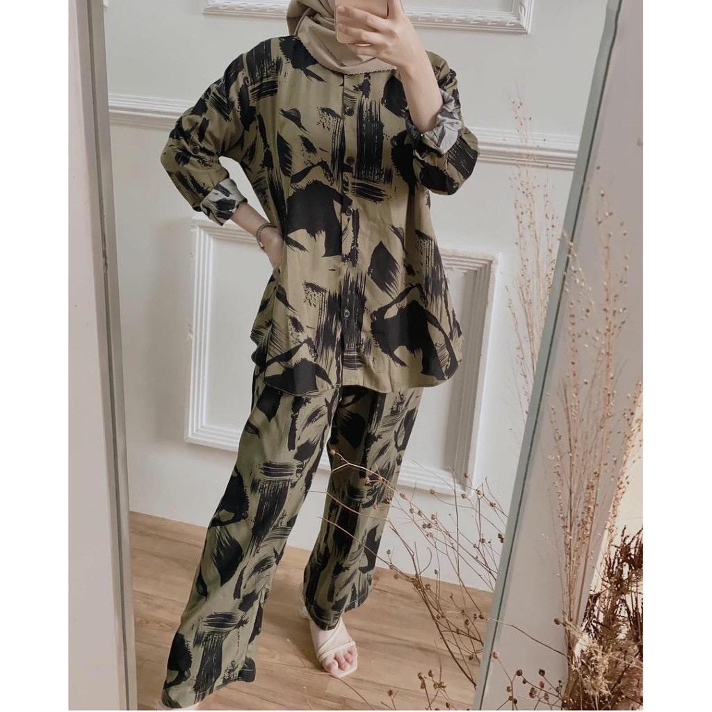 BLOOMS DAILY ONE SET / TIE DYE ONE SET RAYON / STELAN PIYAMA WANITA-NESTA ONE SET