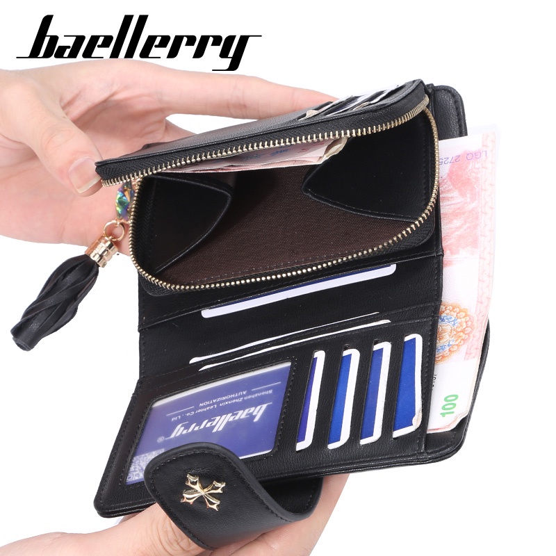 BAELLERRY N1815 Dompet Wanita Dompet Pendek Lipat Dompet Kartu Wanita Bahan Kulit PU Leather Premium WATCHKITE WKOS