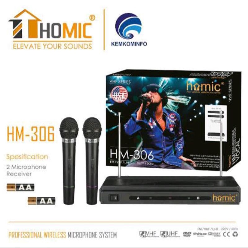 Mic Microfon microphone Homic 306 2 receiver murah meriah