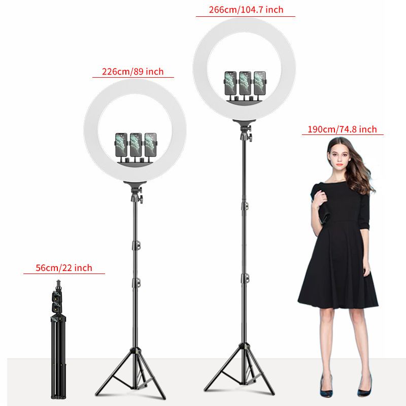 Ring Light 56CM + Light Stand Tripod 2,1M 3 Phone Holder JUMBO