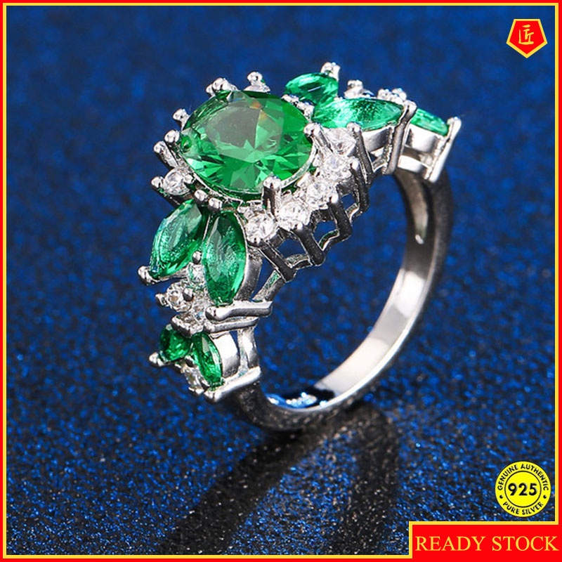 Cincin Berlian Emerald Inlaid