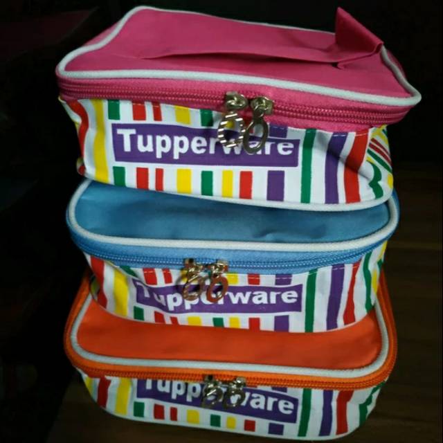 Tas Lolly tup salur tas bekal lolly tup garis tupperware