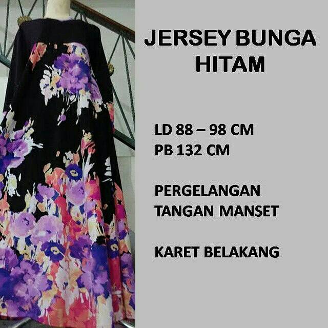 Gamis Jersey Motif Bunga