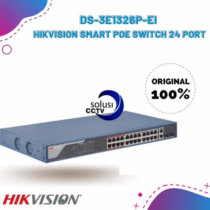 POE HIKVISION 24 PORT DS-3E1326P-EI 24CH HIKVISION SWITCH HUB 24 PORT New Stock