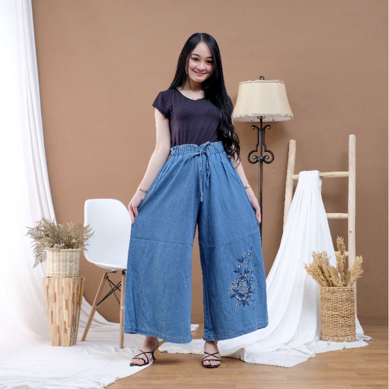 celana kulot jumbo bordir / celana bigsize /celana jeans jumbo / celana jeans bordir