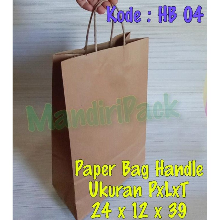 

Paper Bag Handle / Kantong Kertas Tenteng Hb04 Uk 24 X 12 X 39 Isi 25 Kode 1120