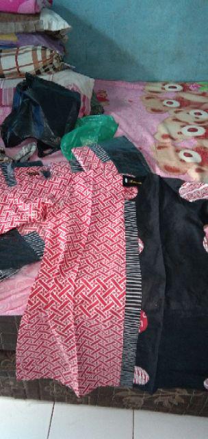 Tunik Nadine Tunic Batik Modern Seragam Kerja Kantor Wanita Murmer Cantik Keren Lucu Katun Merah