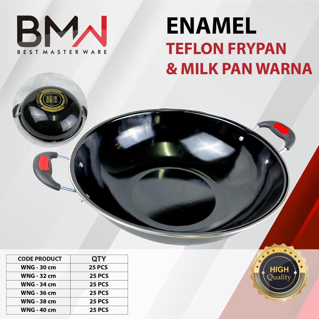wokpan wajan gagang hitam tebal 34cm BMW