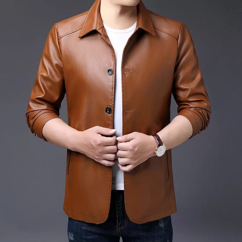 jaket pria semi jas jaket kulit sintetis premium