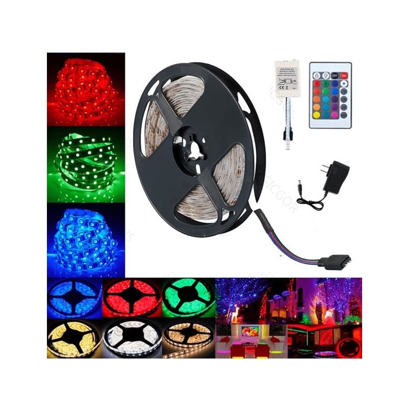 Paket lampu LED strip RGB 5050 warna warni 5 meter