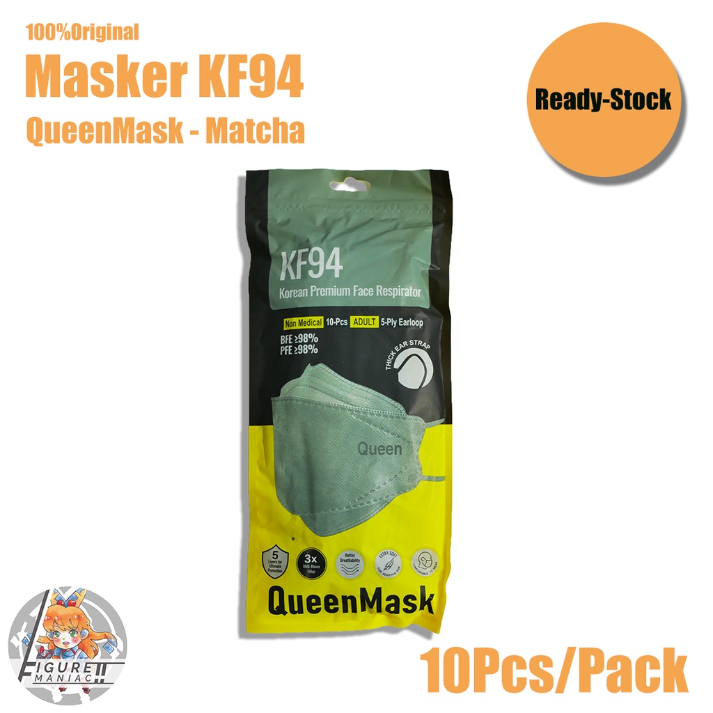 Figure Maniac - Masker KF94 QueenMask Earloop Korean Style Original 1 Pack isi 10