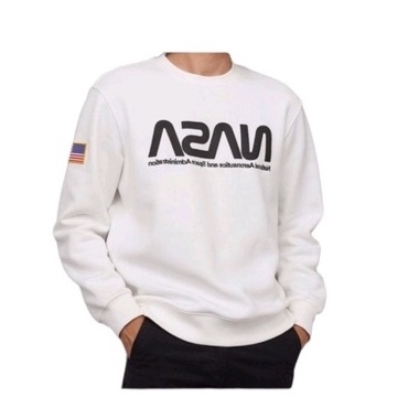 Sweater Hoodie Crewneck NASA Putih Dewasa Pria Dan Wanita